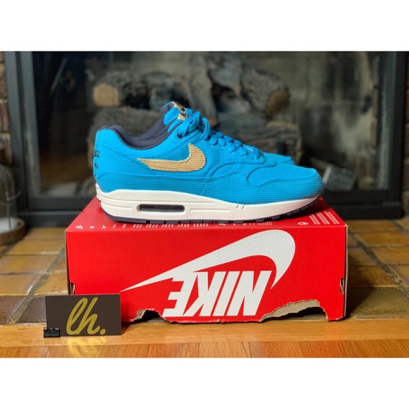 Size 9.5 Nike Air Max 1 PRM Corduroy “Baltic Blue” Athletic Sneakers FB8915-400 - Picture 4 of 8